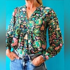 Loft Women's Multicolor Floral Long Sleeved Blouse, Size XS